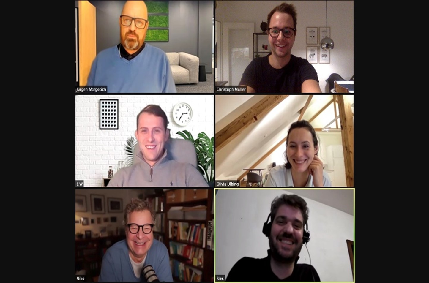6 Personen in einer Videokonferenz